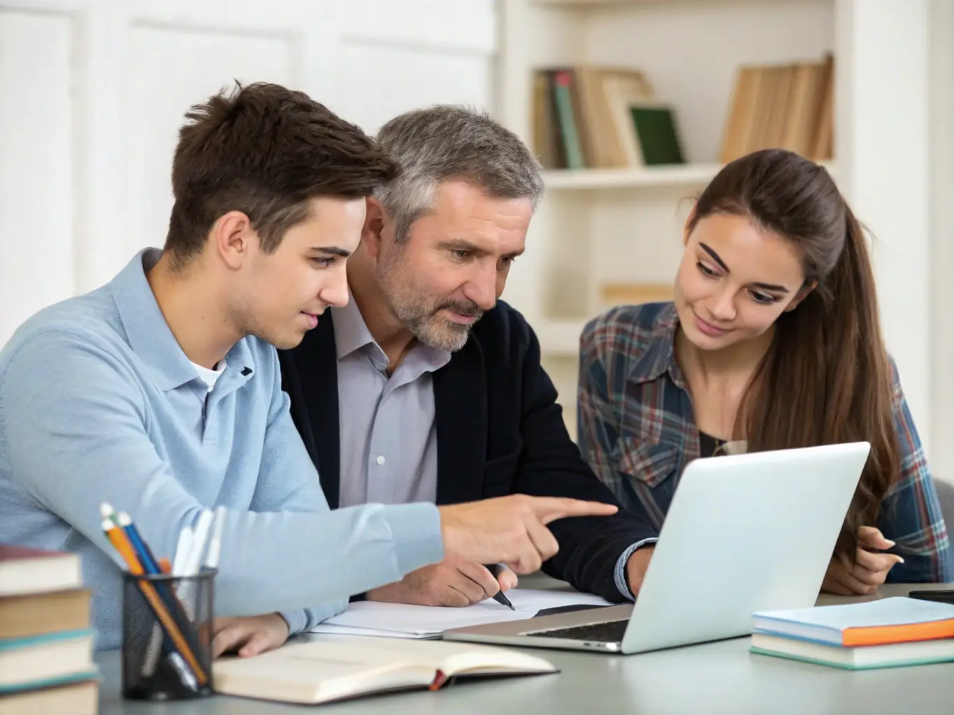 A mentor and mentee are collaboratively reviewing a playbook document in a modern office setting, with charts and graphs visible on a nearby screen, symbolizing data-driven decision-making.